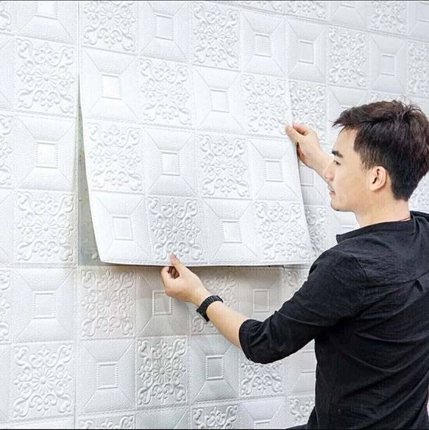 SURADI 70 cm x 77 cm Waterproof Architecture Embossed Wallpaper