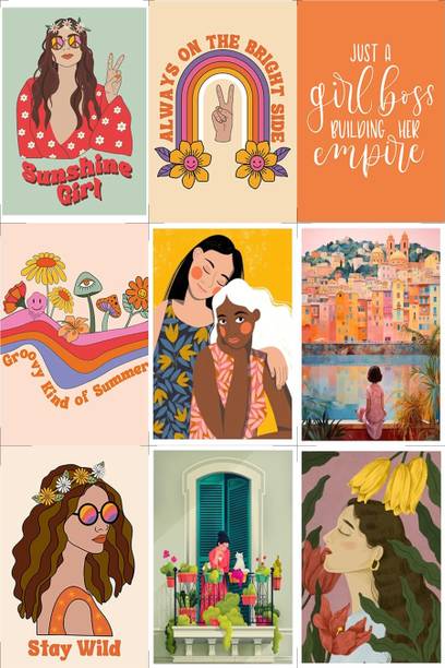 Saral Graphicss 19 inch Wall Stickers Aesthetic for room decoration Collage Kit Reusable Sticker