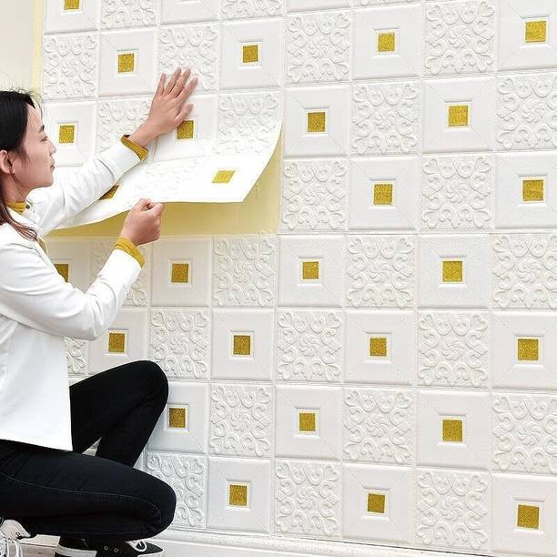 Ashmakam Vinyl Architecture White, Yellow Wallpaper