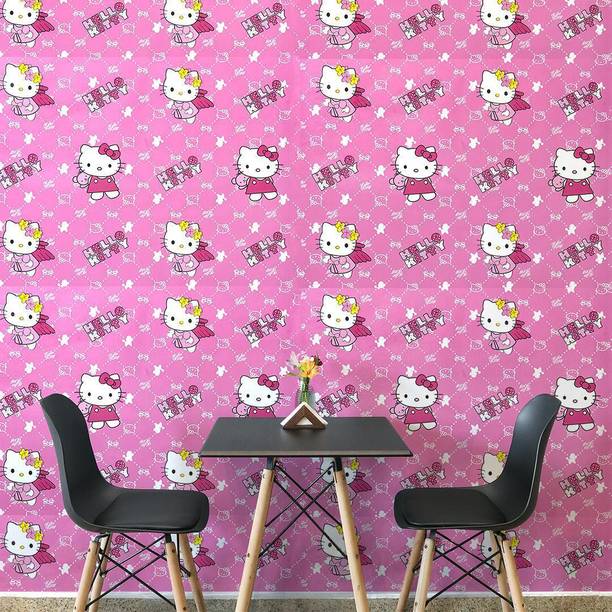Wallmonks 1000 cm Hello Kitty Self Adhesive Sticker