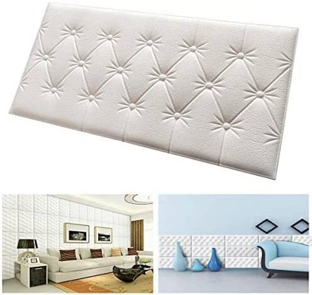 FLETIX 3D Wallpaper for Bedroom Wall Decor Self Adhesive DIY PE Foam Cushion Panels Architecture White Wallpaper