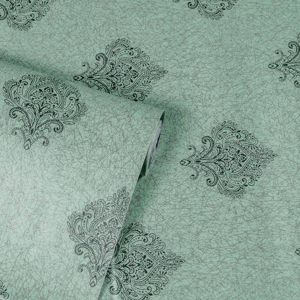 Wallmonks 300 cm Damask Turquoise Green Wallsticker for walls | 45cm x 300cm - Covers 14.5 sq.ft Self Adhesive Sticker