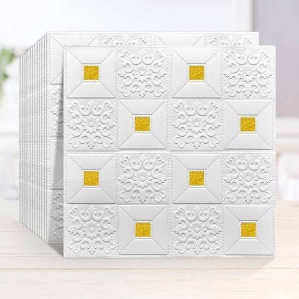 Floppy Art & Paintings White, Gold Wallpaper