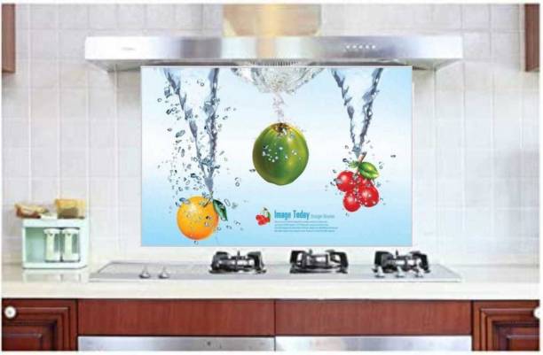 WallBerry 90 cm X 60CM Kitchen Sticker Oil Proof, Heat-Resistant & Waterproof (Fruit) Self Adhesive Sticker