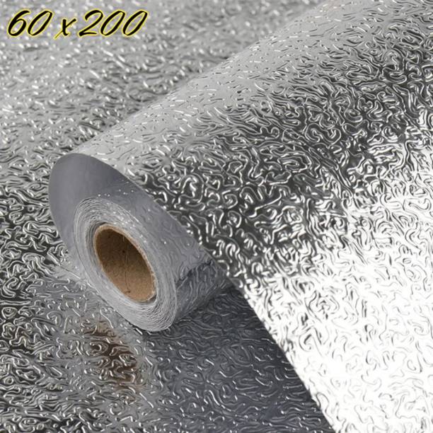 Jantrex Washable PVC Self Adhesive Kitchen Waterproof Wallpaper Sticker Aluminum Foil
