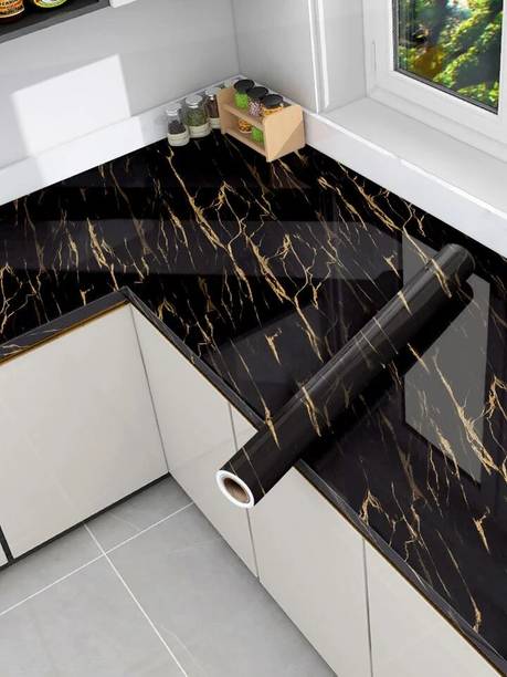 Onbet 200 cm Self Adhesive Glossy Marble Foil Waterproof Sticker For Kitchen And Home Self Adhesive Sticker