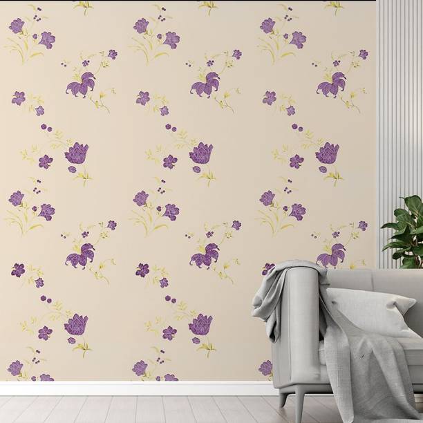 doodad Floral & Botanical Yellow, Purple Wallpaper