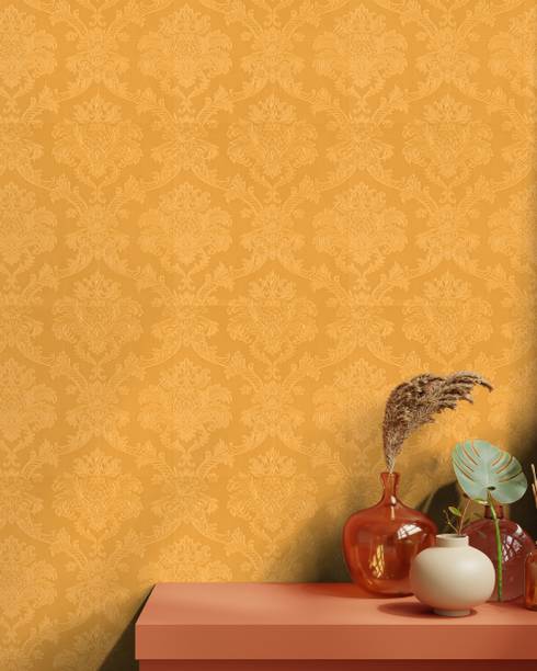 Asian Paints EzyCR8 P&S Gold On Gold Damask Motif Classics Gold Wallpaper