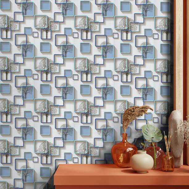 Asian Paints ezyCR8 Serene Blue Multicolour Blue Self-Adhesive Wallpaper Abstract Multicolor Wallpaper