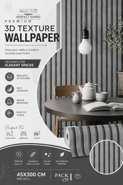 Flipkart Perfect Homes 300 cm x 45 cm Waterproof Decorative Vinyl, PVC Wallpaper