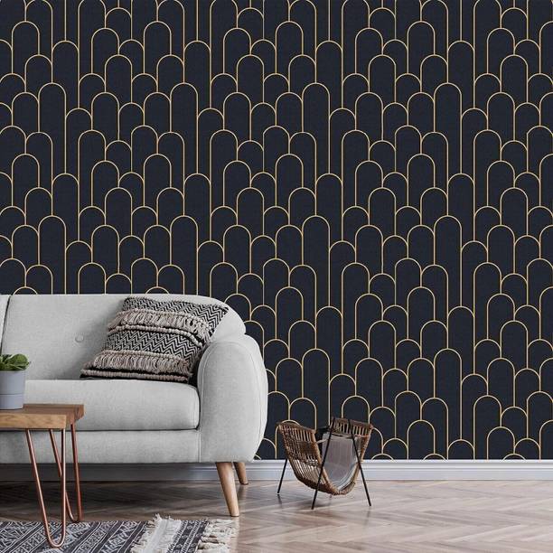FOKRIM Vinyl Decorative Black, Gold Wallpaper