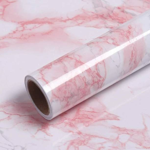 ARV 45 cm Self Adhesive Furniture Paper for Walls Table top Waterproof Wallpaper Pink Marble High Gloss, Furniture, Almirah Doors and Other (45cm x 500cm ) Pack Of 1 Self Adhesive Sticker