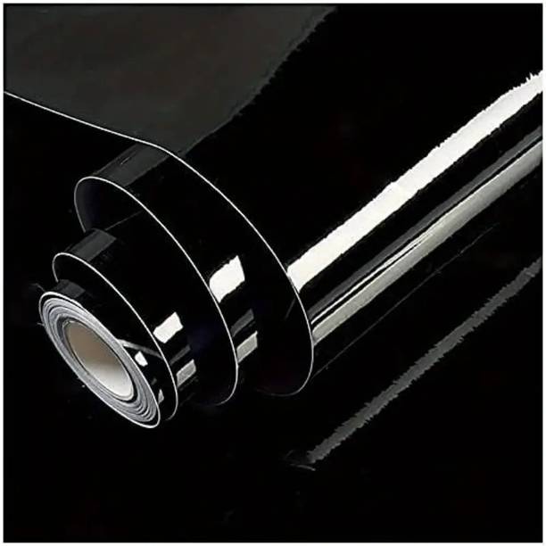 SUNBIRD Shiny Black Wallpaper peel and Stick Wallpaper Self Adhesive 24x60 Inch