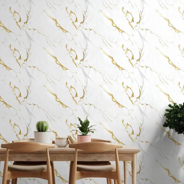 Floppy Decorative White, Gold Wallpaper