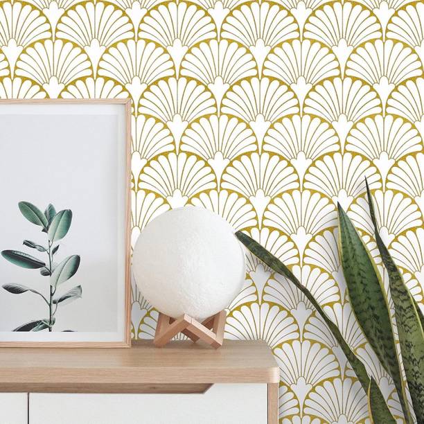 Veki Floral & Botanical Gold, White Wallpaper