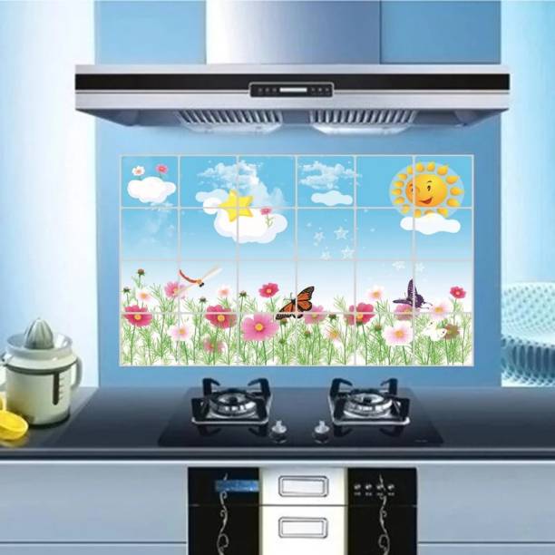 WallBerry 90 cm X 60CM Kitchen Sticker Oil Proof, Heat-Resistant & Waterproof (Sunny Day) Self Adhesive Sticker