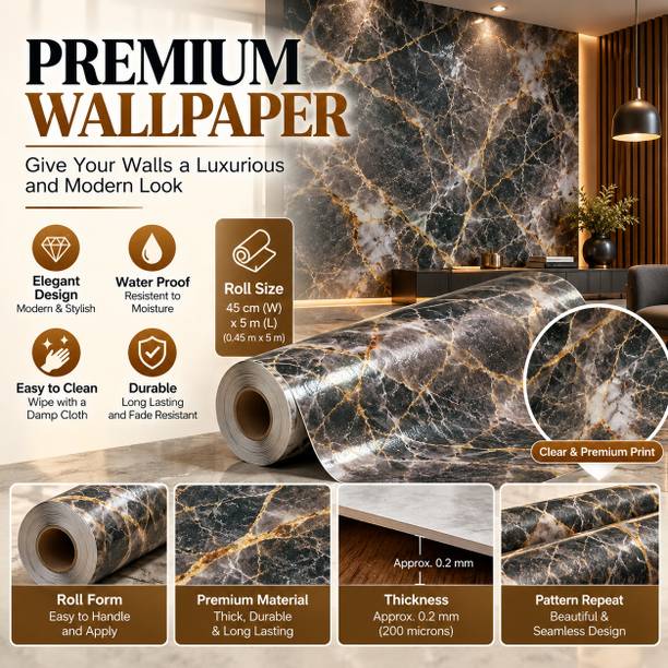 Corpliazon Services 500 cm x 45 cm Waterproof Abstract Vinyl Wallpaper