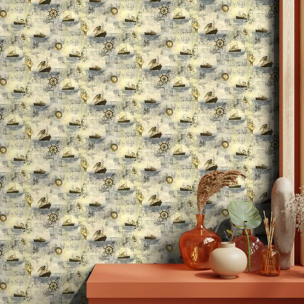 Asian Paints EzyCR8 Adventure Cruise | Self Adhesive Wallpaper Adventure Multicolor Wallpaper