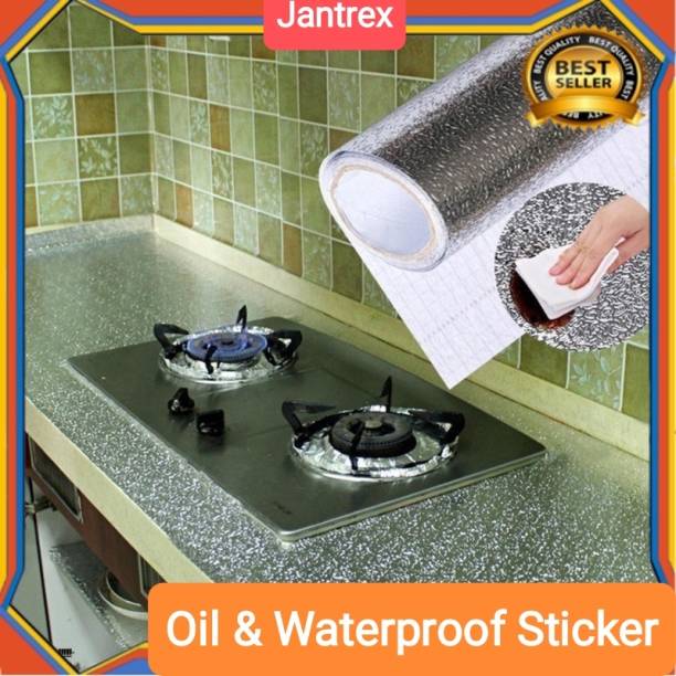 Jantrex Kitchen 3D Waterproof Pvc Wallpaper And Stickers Wall Decor Aluminum Silver Foil