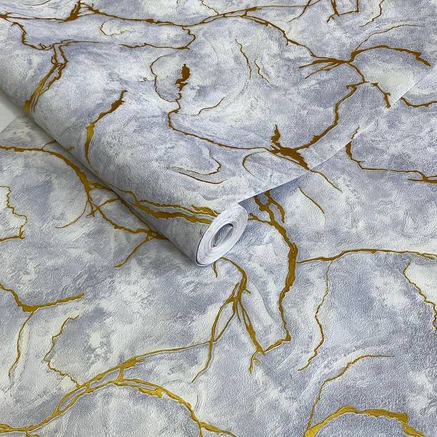 CRIMSON DECORS Vinyl Abstract Grey, Gold Wallpaper