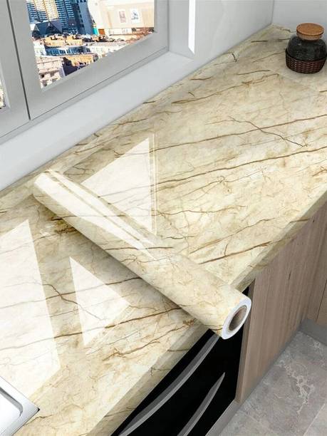 Onbet 200 cm Self Adhesive Glossy Marble Foil Waterproof Sticker For Kitchen And Home Self Adhesive Sticker