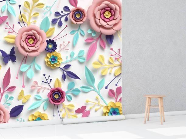 Decor World Vinyl Floral & Botanical Multicolor Wallpap...