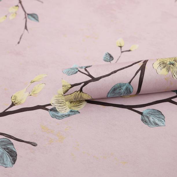 Wollzo Floral & Botanical Pink Wallpaper