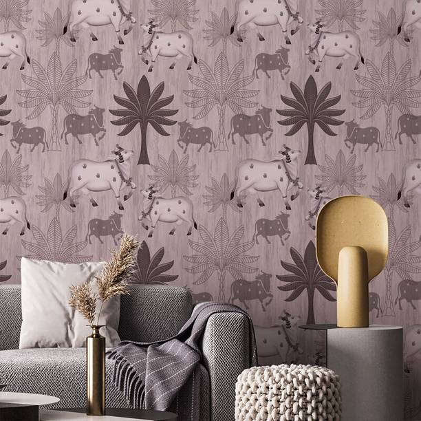 DWELLSINDIA Art & Paintings Brown Wallpaper