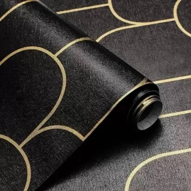 Wollzo Vinyl Decorative Black Wallpaper