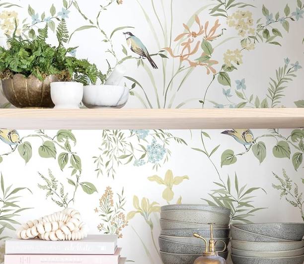svaagat 221 cm x 41.91 cm Floral & Botanical Vinyl Wallpaper