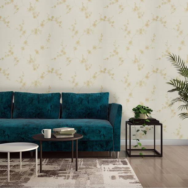 Asian Paints Blank Slate Golden Floral Design Motifs |Non adhesive Wallpapers Abstract Multicolor Wallpaper