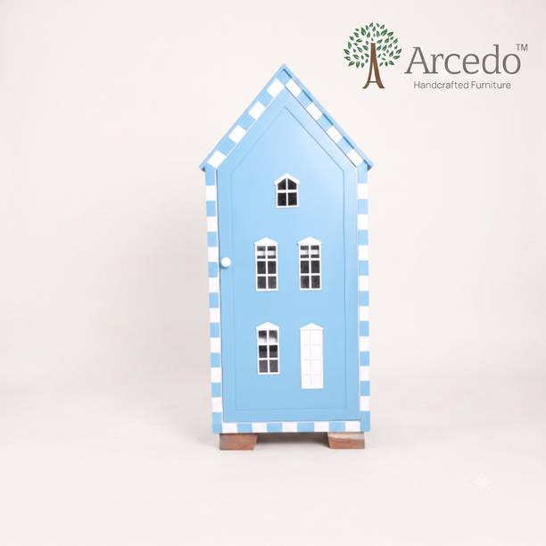 ArcedoKids Frost Kids Wooden Wardrobe Storage Organizer | House-Shaped Kids Storage Solid Wood 1 Door Almirah