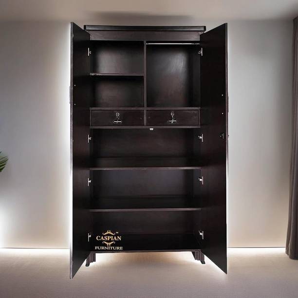 CASPIAN Wooden Almirah for Clothes and Stacking space -Home Furniture Storage Engineered Wood 2 Door Wardrobe
