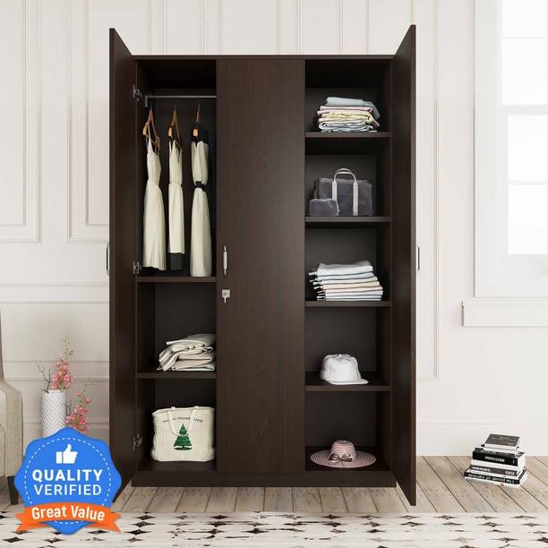 Floresta Wud Engineered Wood Studio LILLIAN 3 DOOR Wardrobe Best Wardrobe For Bed Room Engineered Wood 3 Door Wardrobe