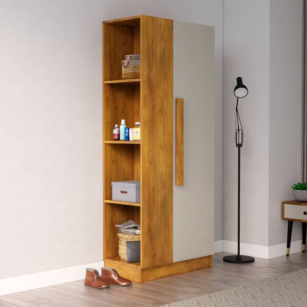 Hexa Red Wardrobe Wooden for Living Room, Bedroom Shelf Storage 3 Year Warranty Engineered Wood 1 Door Wardrobe