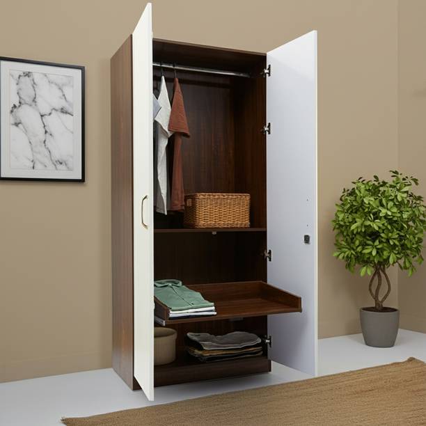 GREEN SOUL Arthur Wardrobe Walnut White Engineered Wood 2 Door Wardrobe