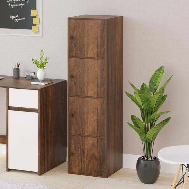 BLUEWUD Calcio 4-Tier Storage Unit Cabinet Rack Organizer Wardrobe Almirah Cupboard Engineered Wood 4 Door Wardrobe