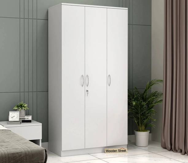Wooden Street Kayden Premium Engineered Wood 3 Door Multi Utility Wardrobe With Lock Engineered Wood 3 Door Wardrobe