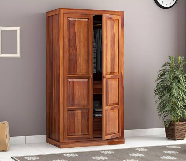 Kunjal Furniture Solid Sheesham Wood Wardrobe With Doors | Drawers & Shelves For Bedroom | Solid Wood 2 Door Wardrobe
