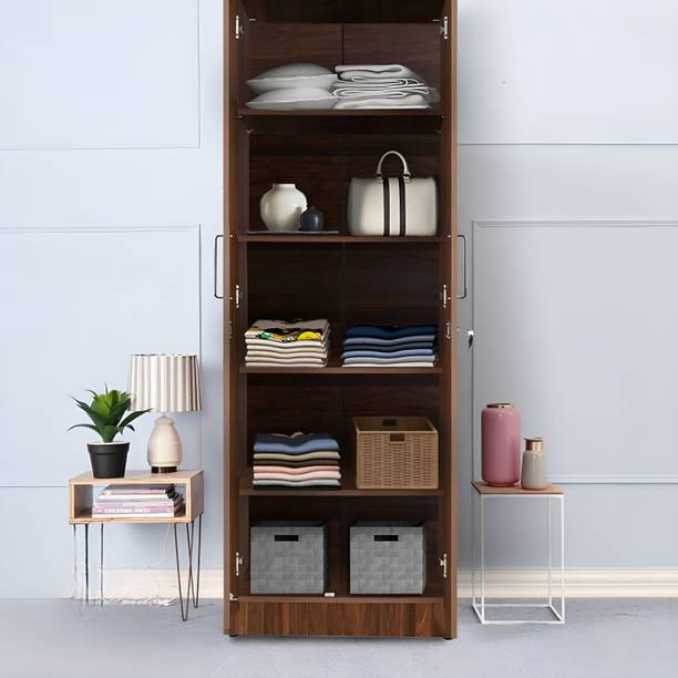TimbWorld Engineered Wood 2 Door Wardrobe With 5 Shelves For Living Room / Kid's Room Engineered Wood 2 Door Wardrobe