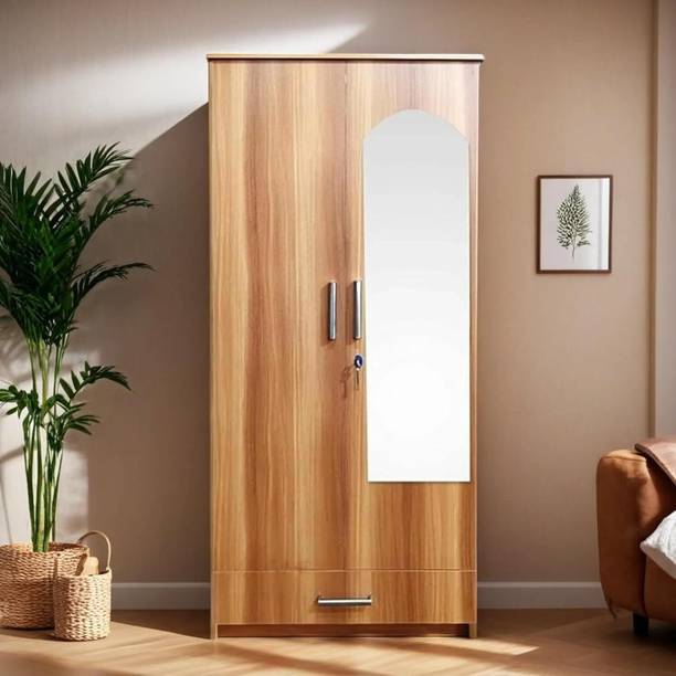 CASPIAN Wooden Almirah for Clothes and Stacking space -Home Furniture Storage Engineered Wood 2 Door Wardrobe