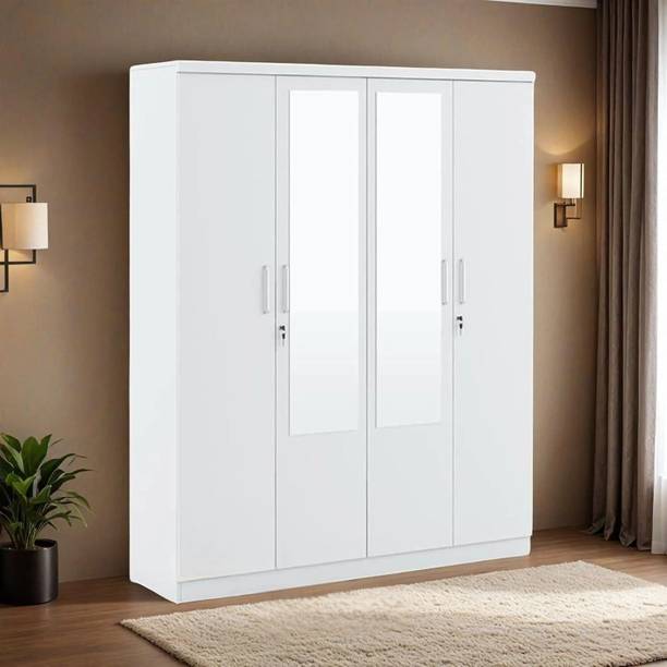 CASPIAN Wooden Almirah for Clothes and Stacking space -Home Furniture Storage Engineered Wood 4 Door Wardrobe