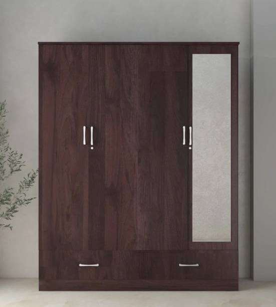 CASPIAN Wooden Almirah for Clothes and Stacking space -Home Furniture Storage Engineered Wood 4 Door Wardrobe