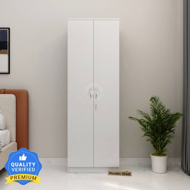 Wooden Street Mishka 2 Door Multi Utility Wardrobe With Drawer/Wooden Almirah/ Engineered Wood 2 Door Wardrobe
