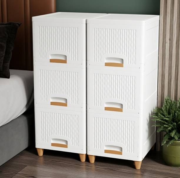 GRIVAN Durable Wardrobe Cabinet Drawer For Home | Clothes, Toys Organizer Storage Box Plastic 6 Door Wardrobe