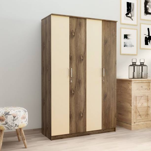 NEUDOT ADONA Engineered Wood 4 Door Wardrobe
