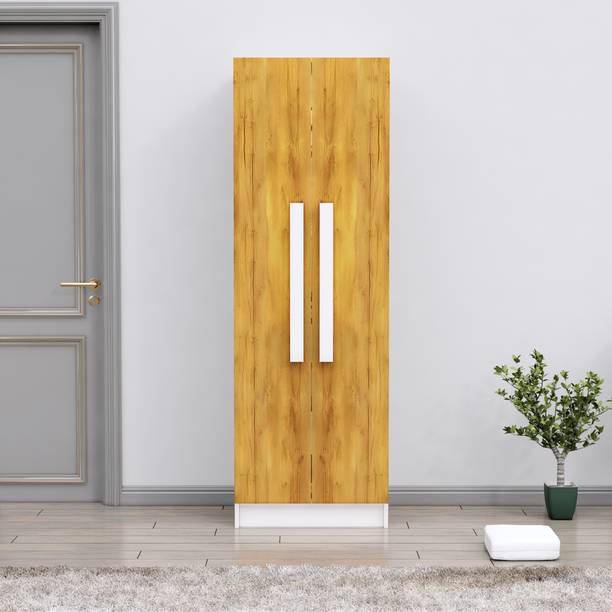 Hexa Red Wooden Wardrobe with 2 Drawer & Hanging Space 3 Year Warranty Engineered Wood 2 Door Wardrobe