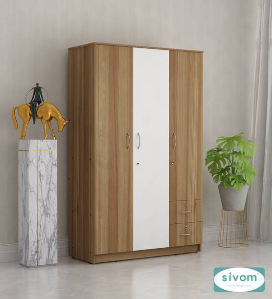 SIVOM SIVOM ULTRA Multipurpose 3 Door Wardrobe With Mirror/ Spacious 7 Shelves Engineered Wood 3 Door Wardrobe