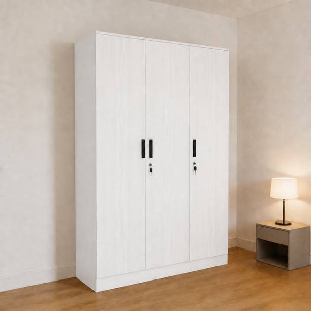 Flipkart Perfect Homes Viro Cabinet Cupboard 4 Shelves 2 Handing Rod 17mm Thick Material Engineered Wood 3 Door Wardrobe