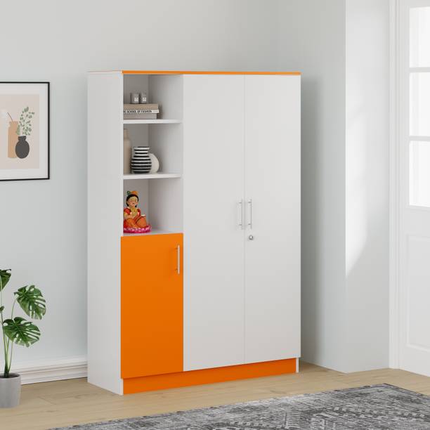 CuteKitchen CK LN 000677Or Engineered Wood 3 Door Wardrobe